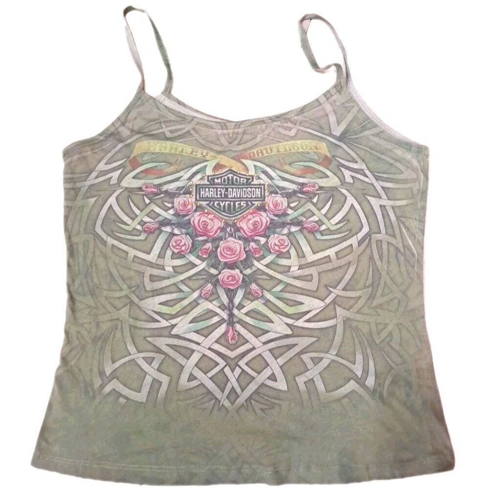 Harley-Davidson Women's XL Green Floral Camisole Granite Mountain Conyers, GA